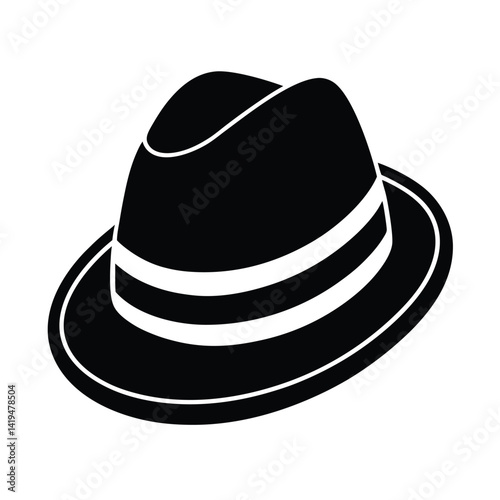 fedora hat icon silhouette on white background.eps