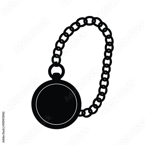 pocket watch chain icon silhouette on white backgr.eps