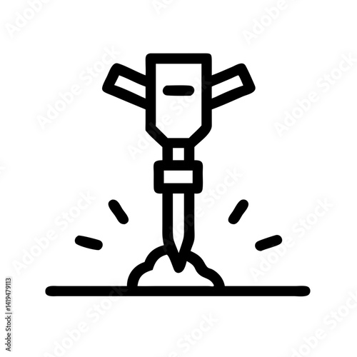 Jackhammer for Pavement Breaking Icon Design