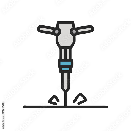 Jackhammer for Pavement Breaking Icon Design
