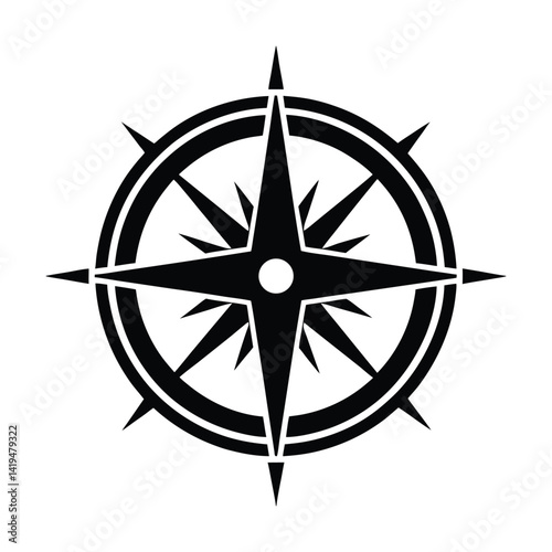 vintage compass icon silhouette on white backgroun.eps