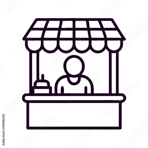 Market Stall with Vendor Icon Design