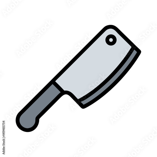 Meat Cleaver with Curved Handle Icon Design