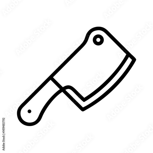 Meat Cleaver with Curved Handle Icon Design