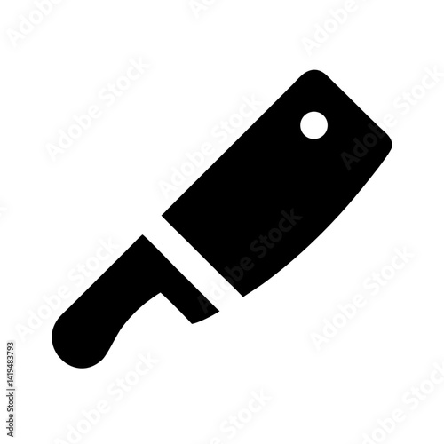 Meat Cleaver with Curved Handle Icon Design