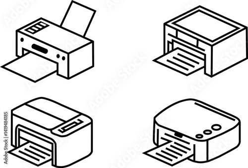 printer icon, print symbol, desk printer icon vector art illustration