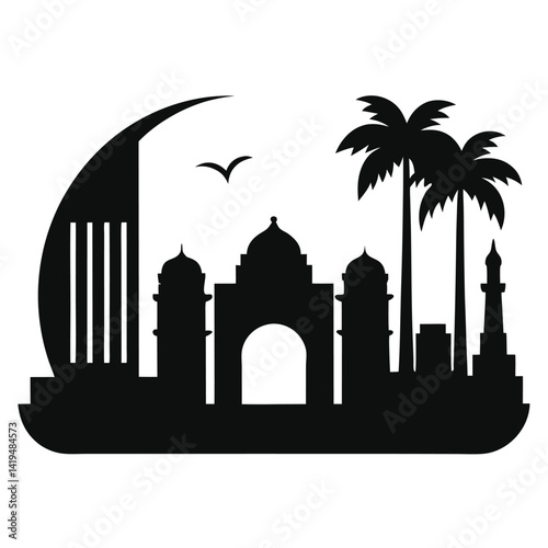 mumbai city skyline silhouette gateway of india view