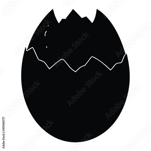  broken eggs icon. Black and outline shapes of cracked egg.