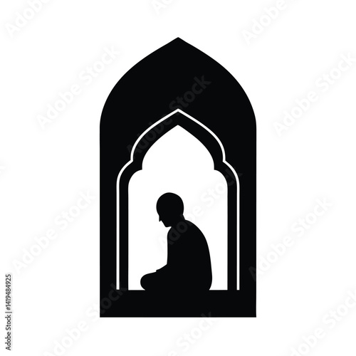 Muslim Man in Prayer Niche Silhouette