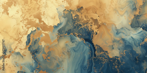 Gold and gray-blue texture of a plastered wall background pattern design. Raster bitmap digital illustration. AI artwork.