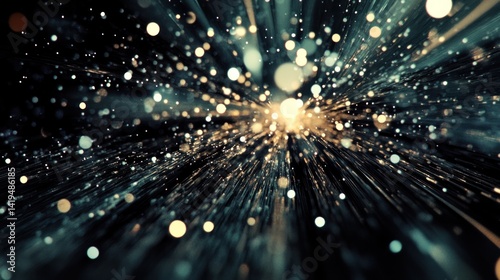 Abstract Light Trails: A Symphony of Teal and Gold