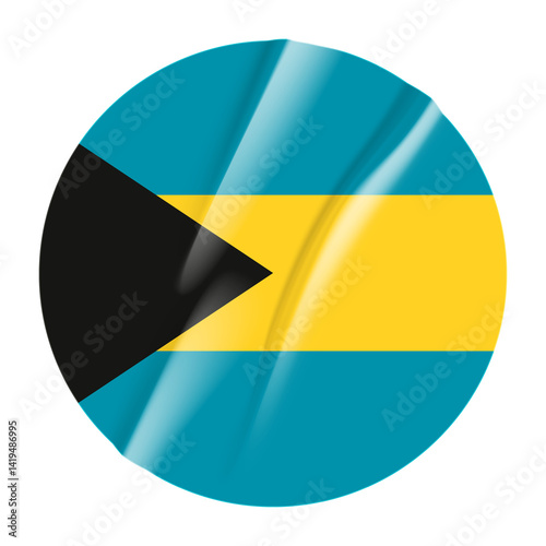 Flag of Bahamas flag round sticker. 3d illustration wrinkled flag sticker patch transparation png Free Download Flag of Bahamas flag round sticker. 3d illustration wrinkled flag sticker patch transparation png - GFXLoad