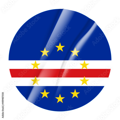 Free Download Flag of Cape Verde flag round sticker. 3d illustration wrinkled flag sticker patch transparation png - GFXLoad