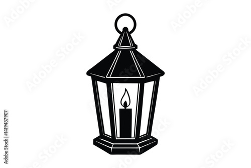 Candle lamp silhouette vector illustration on white background