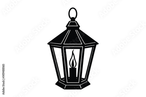 Candle lamp silhouette vector illustration on white background