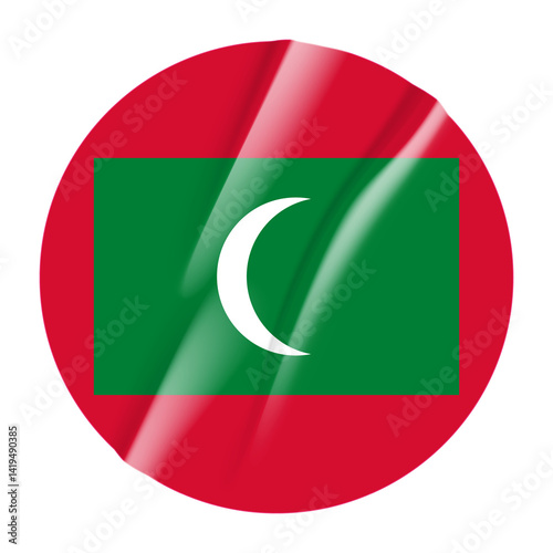 Flag of Maldives flag round sticker. 3d illustration wrinkled flag sticker patch transparation png Free Download Flag of Maldives flag round sticker. 3d illustration wrinkled flag sticker patch transparation png - GFXLoad