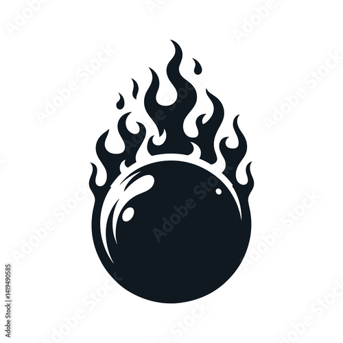 Fire Tennis Ball Vector Illustrator Design