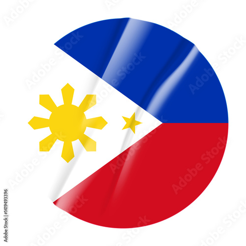 Free Download Flag of Philippines flag round sticker. 3d illustration wrinkled flag sticker patch transparation png - GFXLoad