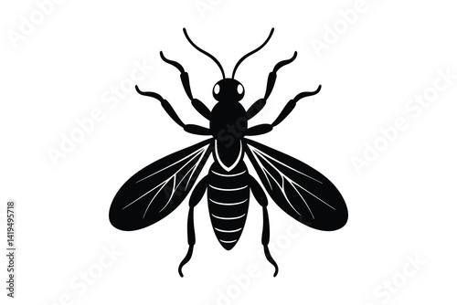 Insect silhouette vector illustration on white background 