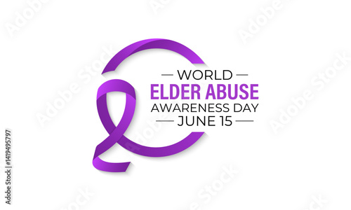 World Elder abuse awareness day is observed every year on June 15. Hand with adult man and Realistic Ribbon. It aims to Promote dignified aging through protection laws  Banner and  background design.