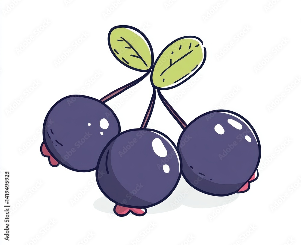 A cluster of fresh blueberries with vibrant green leaves, a tasty and refreshing treat. It's a colorful and healthy snack!
