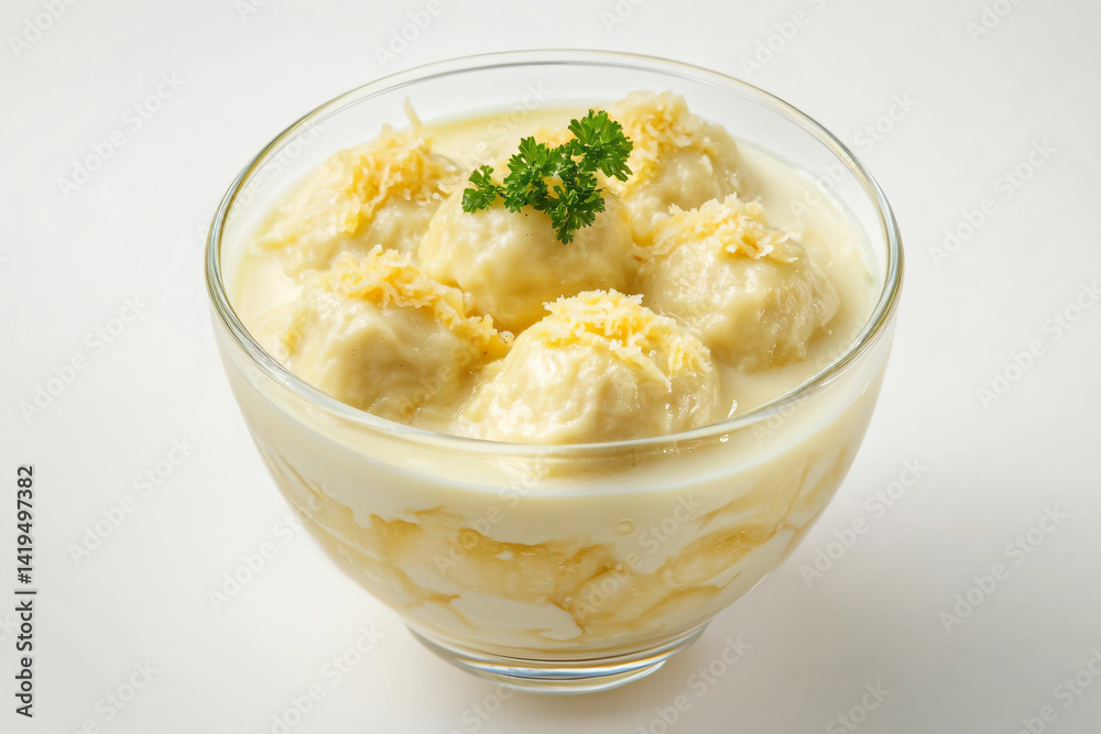 a bowl of food with cheese and parsley a bowl of food with cheese and parsley