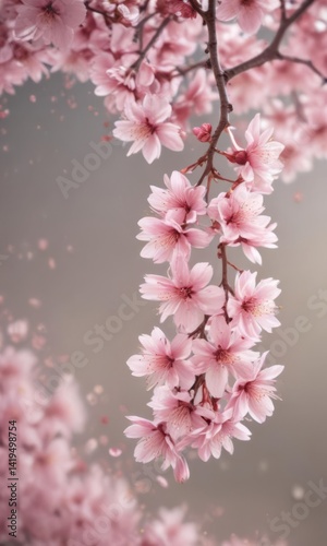 Wallpaper Mural Delicate pink sakura petals descend, soft focus spring background ,  petal,  branch,  pastel Torontodigital.ca