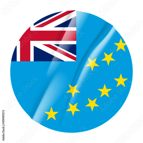 Free Download Flag of Tuvalu flag round sticker. 3d illustration wrinkled flag sticker patch transparation png - GFXLoad