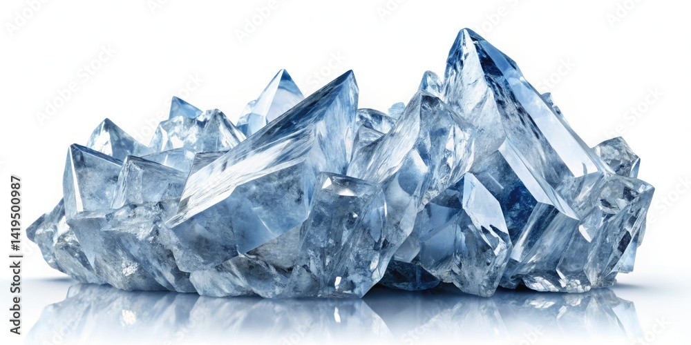 Obraz premium Jagged Ice Crystal Silhouette, Frozen Winter Wonderland, White Background, Ice Formation Photography