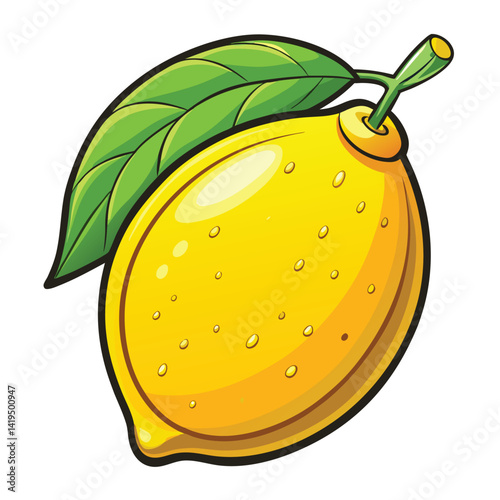 Fresh lemon with leaves