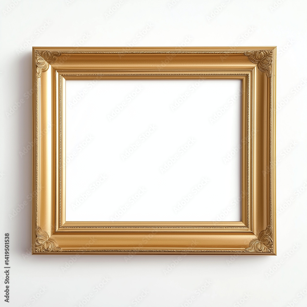 Gold Picture Frame isolated on white background. Ai Generated Images Gold Picture Frame isolated on white background. Ai Generated Images