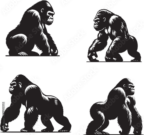Lugor Gorilla Vector Illustration – Strong and Fearless Jungle Ape Design
