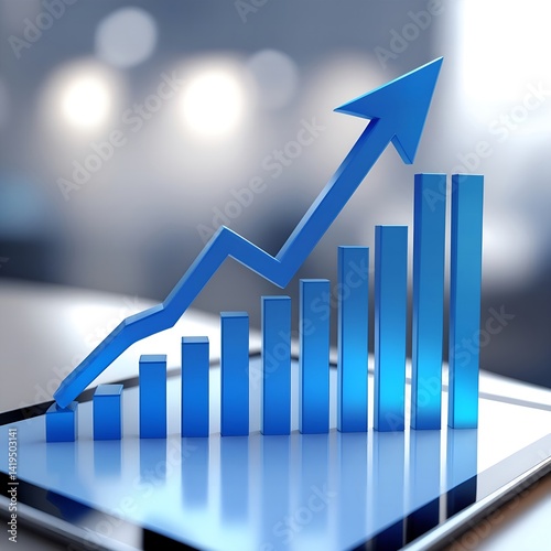 business graph with arrow on top