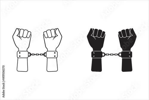 Handcuffs icon set. Prisoner. Detained person. For your website, logo, app, UI design. Vector illustration, isolated on white background.