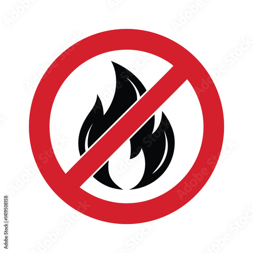 No Fire Allowed Sign Red Circle Flame Icon