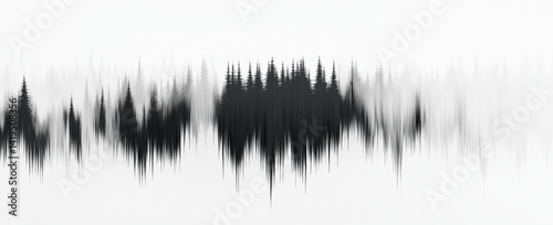 Wallpaper Mural unique visual representation of sound waves resembling forest silhouette, showcasing blend of black and white tones. This artistic design evokes sense of tranquility and nature Torontodigital.ca