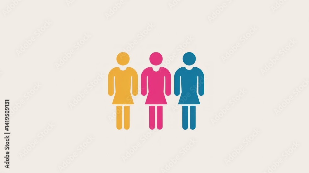 Minimalist icon of three people standing side by side Minimalist icon of three people standing side by side
