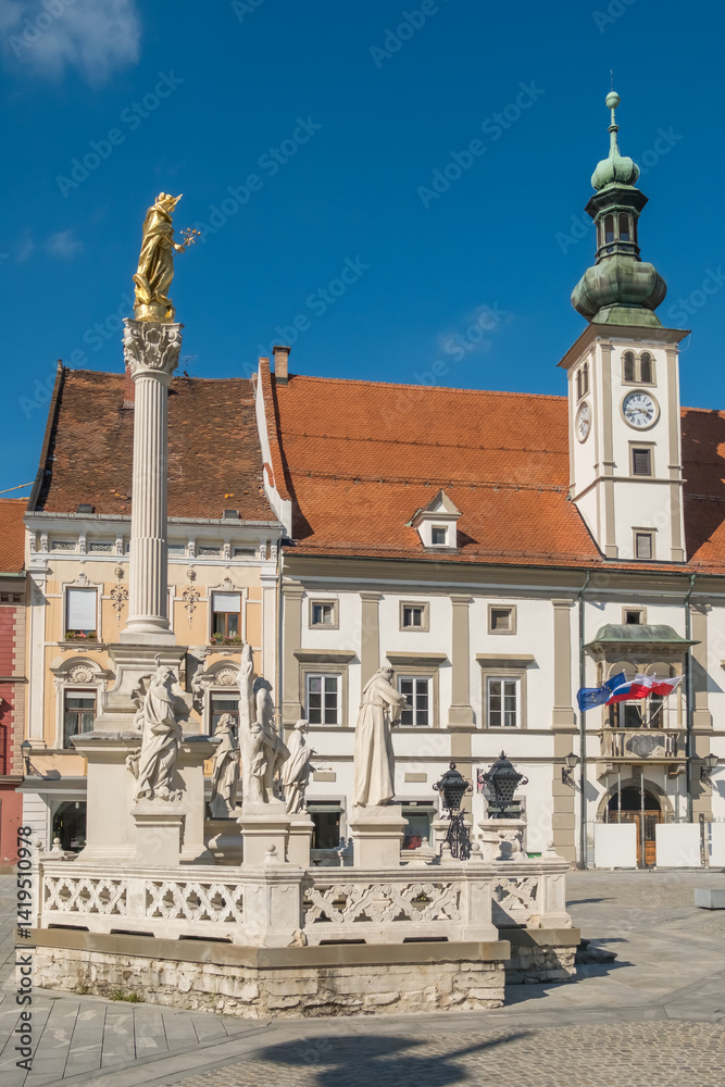 Plague column on the Maribor main square, Slovenia