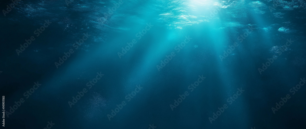 serene underwater scene featuring soft blue light rays penetrating ocean surface, creating tranquil atmosphere. deep blue water evokes sense of calm and mystery serene underwater scene featuring soft blue light rays penetrating ocean surface, creating tranquil atmosphere. deep blue water evokes sense of calm and mystery