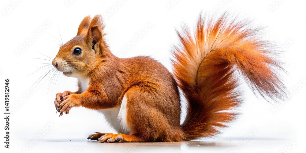 Obraz premium Aerial View Red Squirrel Habitat, Wildlife Photography, Nature Scene, Forest Canopy, Eurasian Red Squirrel, Treetop, Autumn Colors, High-Resolution Image