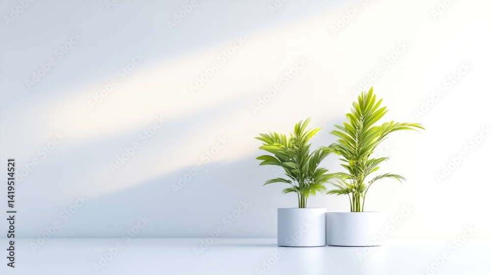 Obraz premium Minimalist interior design with two potted plants