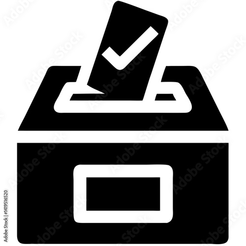 Voting ballot box with ballot cast in black and white design  
