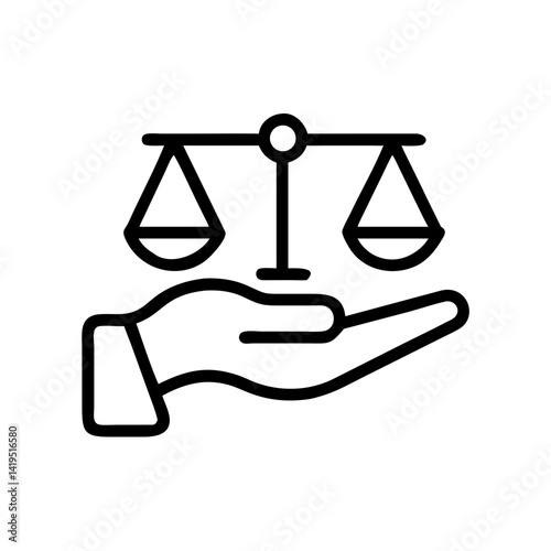 Hand holding scales symbolizing justice and balance  