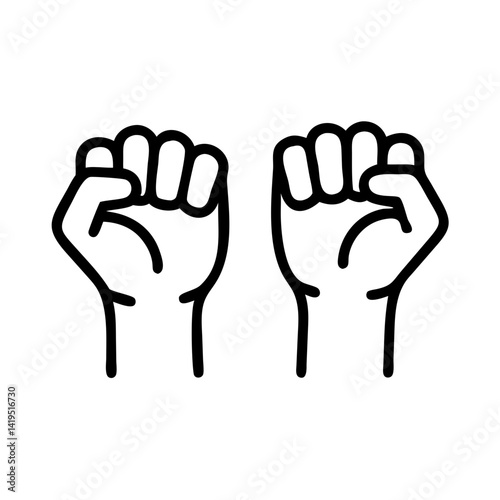 Two raised fists symbolizing protest and solidarity  