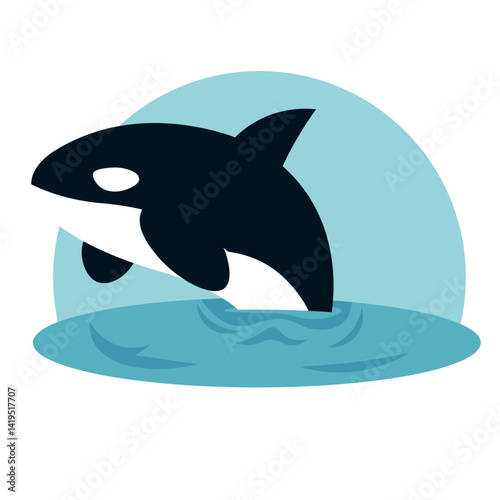 Orca whale vector in water with jumping style
