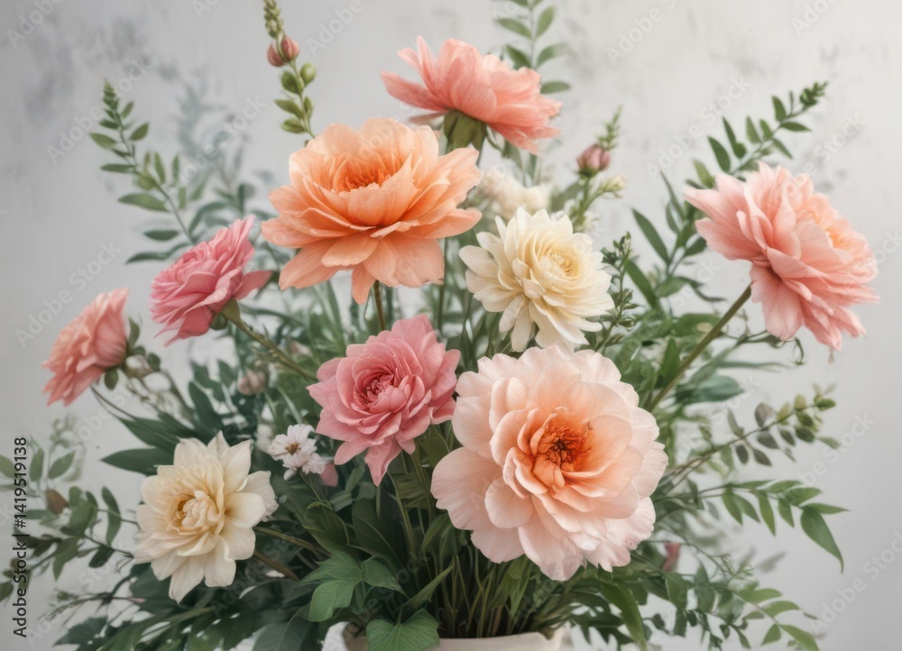 Obraz premium Expressive watercolor floral arrangement, soft focus, delicate, illustration