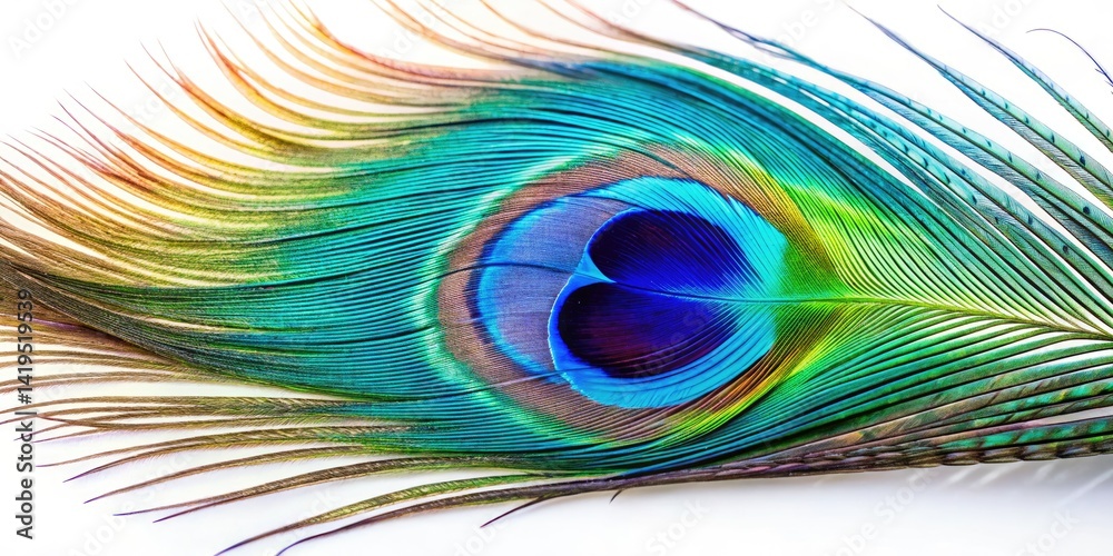 Obraz premium Peacock Feather Macro Photography, Blue Eye Defense Mechanism, Avian Wildlife, Colorful Bird Portrait