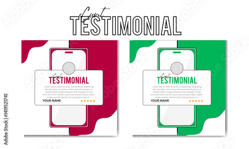 Clients testimonial or client feedback social media post design template with multicolor. 