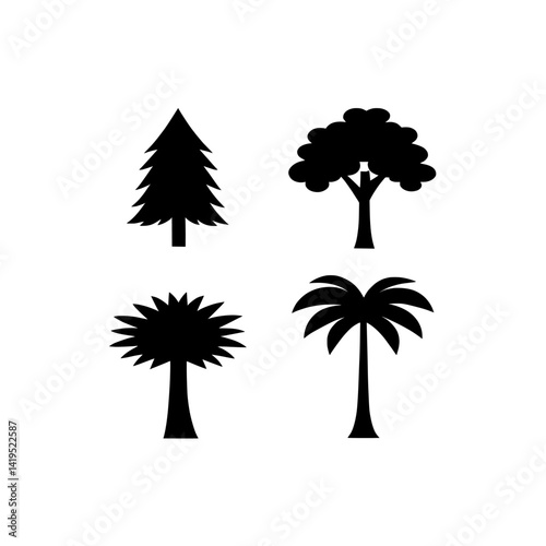 Tree silhouettes vector collection of different tree types for design needs