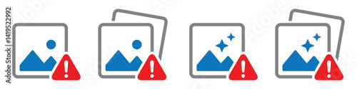 Gallery error icon. Photos error icon, vector illustration